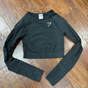 Gymshark Black Perforated Long Sleeve Crop Top